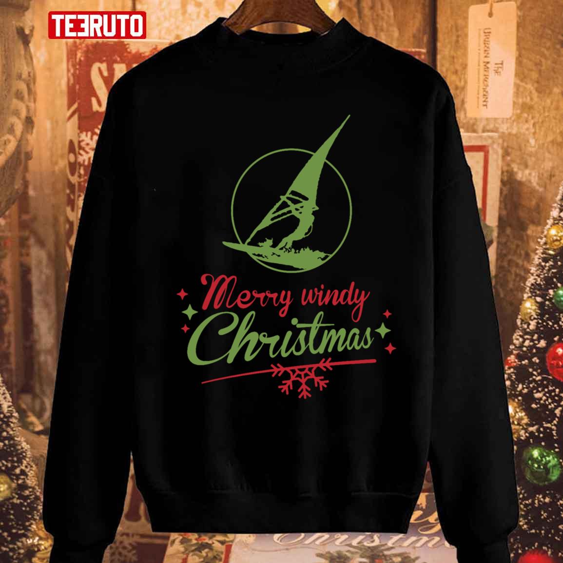 Merry Windy Christmas Windsurfer Unisex Sweatshirt