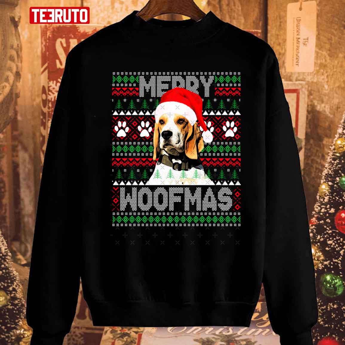 Merry Woofmas Cute Beagle Dog Christmas Unisex Sweatshirt