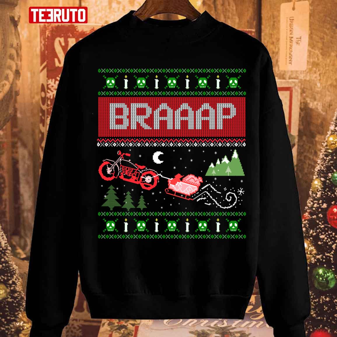 Motorcycle Biker Santa Xmas S Unisex Sweatshirt