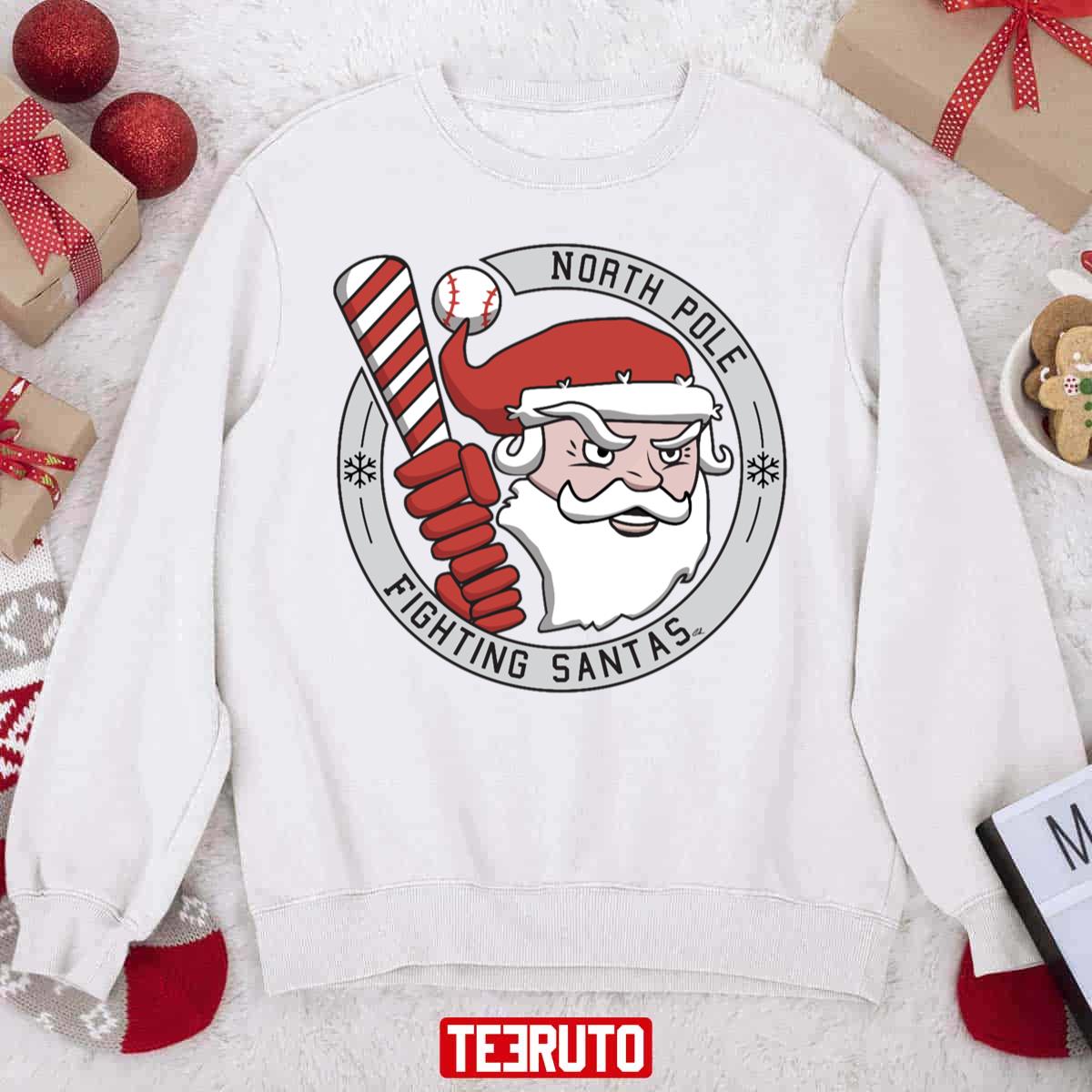 North Pole Fighting Santas Christmas Baseball Team Unisex Sweatshirt