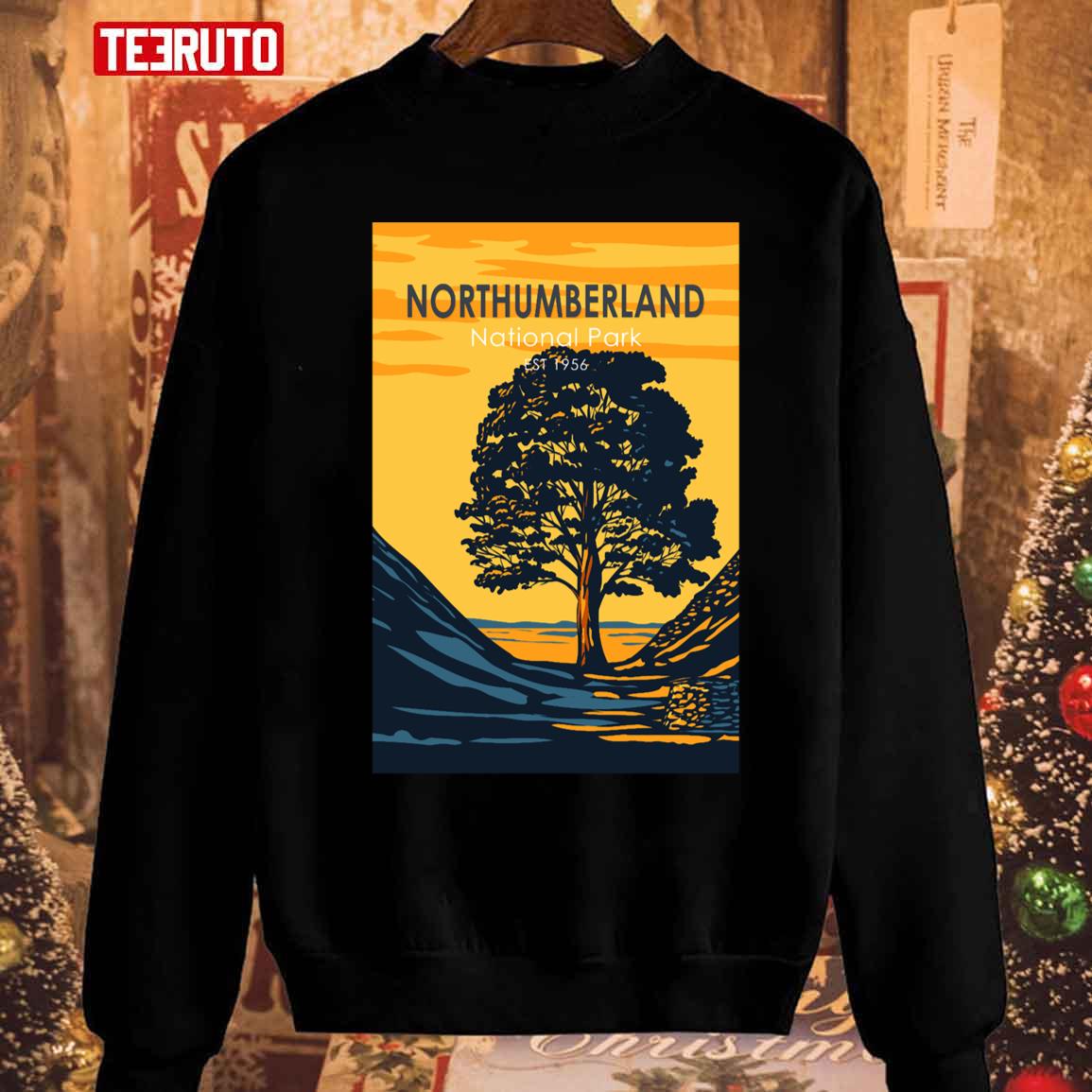 Northumberland National Park Sycamore Gap Tree England Vintage Christmas Sweatshirt