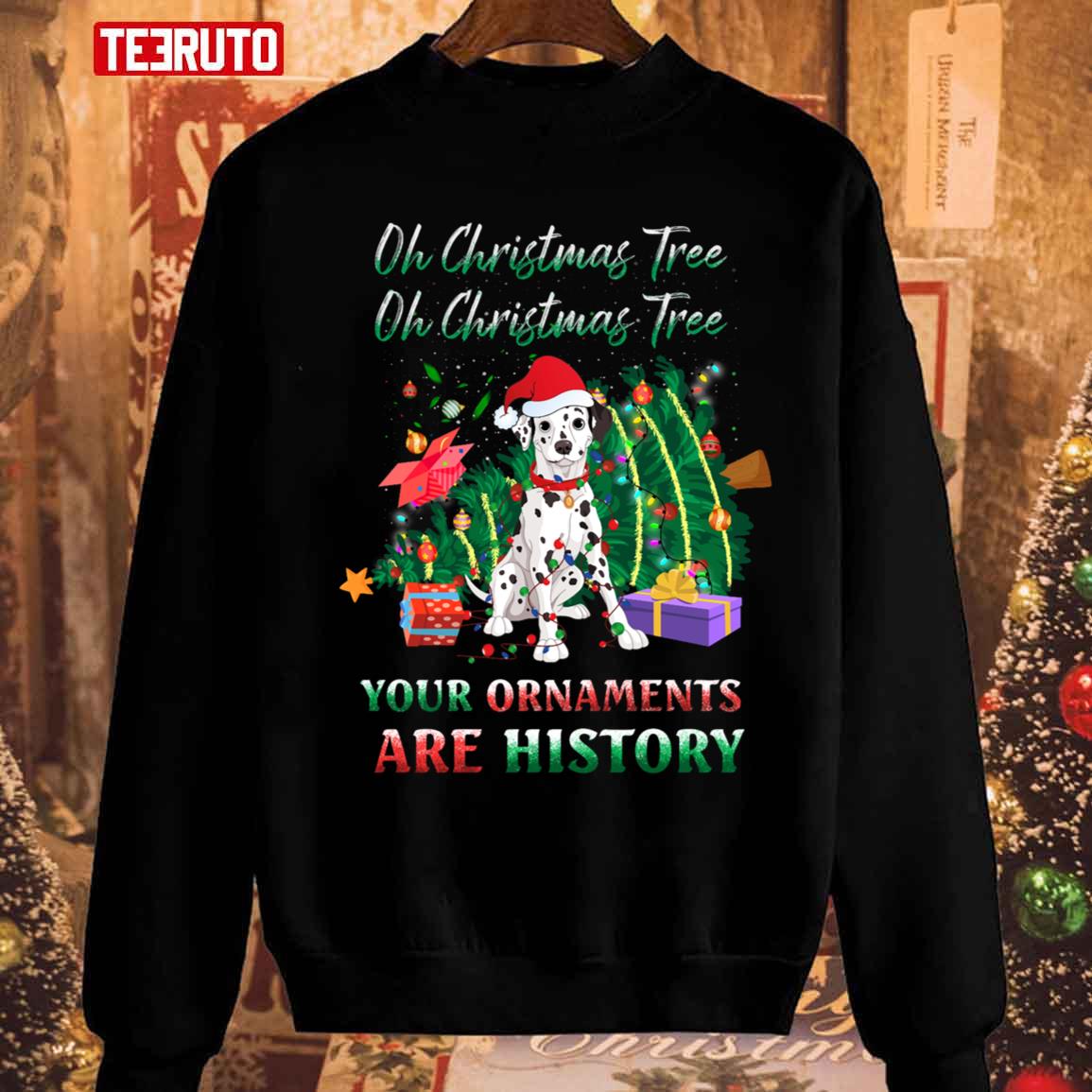 Oh Christmas Tree Dalmatians Dog Ornaments History Unisex Sweatshirt