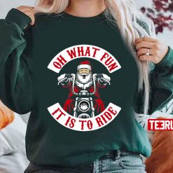 Oh What Fun Santa On Motorcycle Unisex Sweatshirt