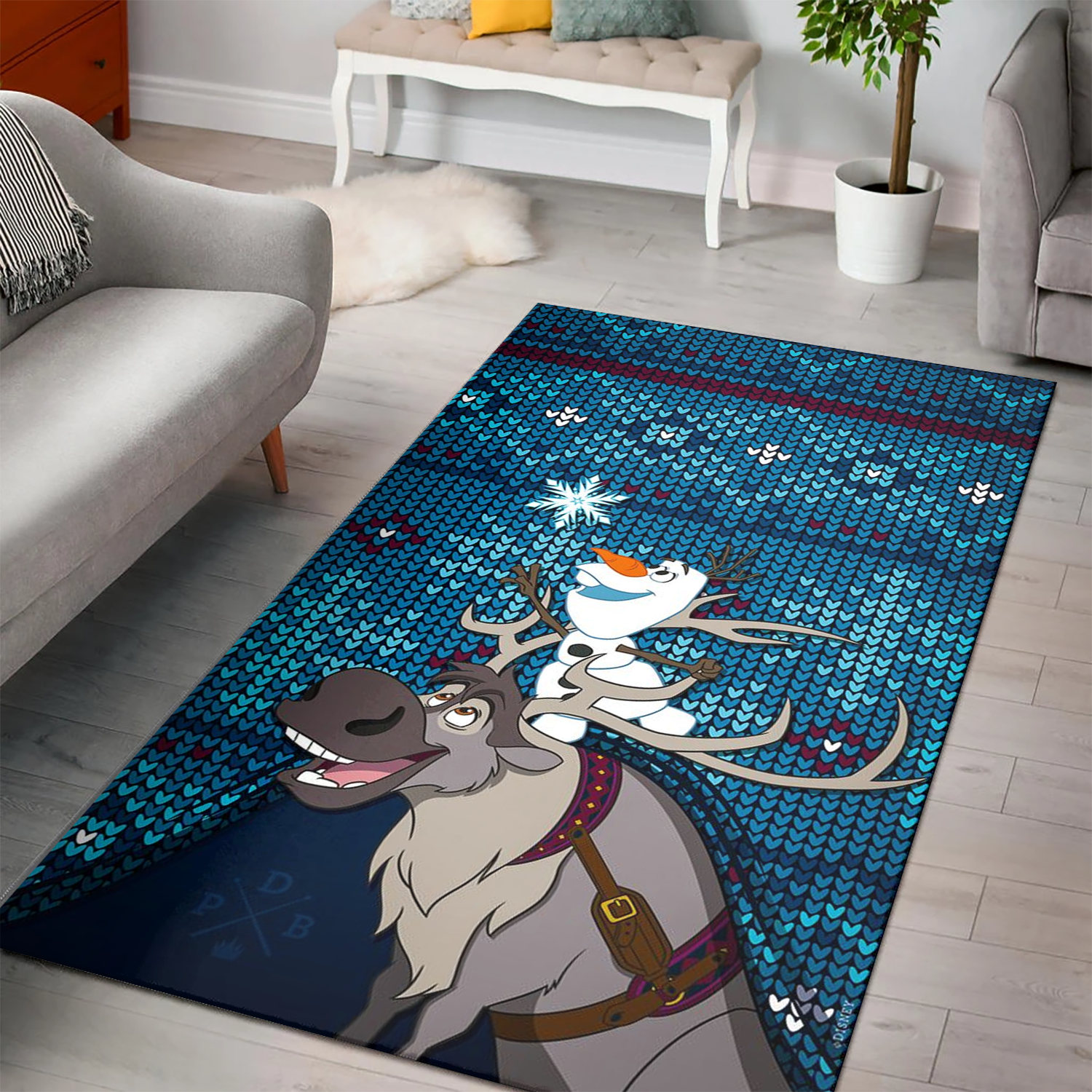 Olaf From Frozen And The Moose Rug