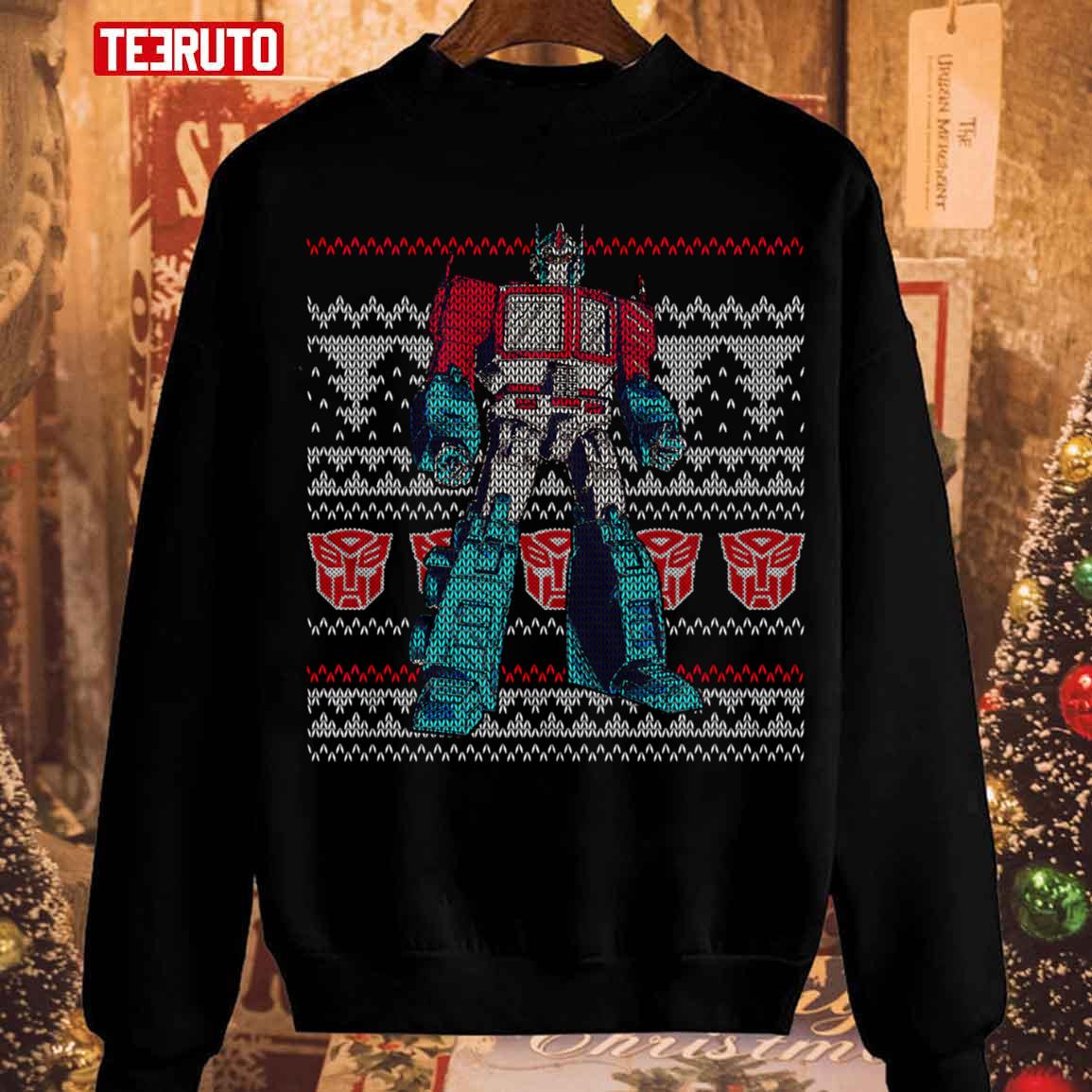 Optimus Prime Faux Christmas Transformers Unisex Sweatshirt