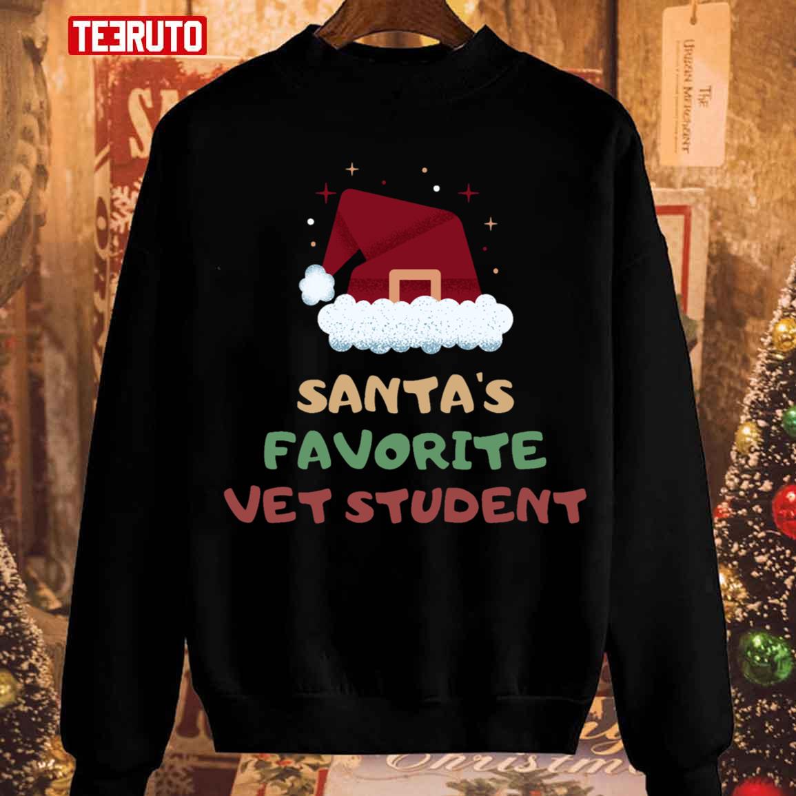 Santas Favorite Vet Student Cool Retro Style Christmas Sweatshirt