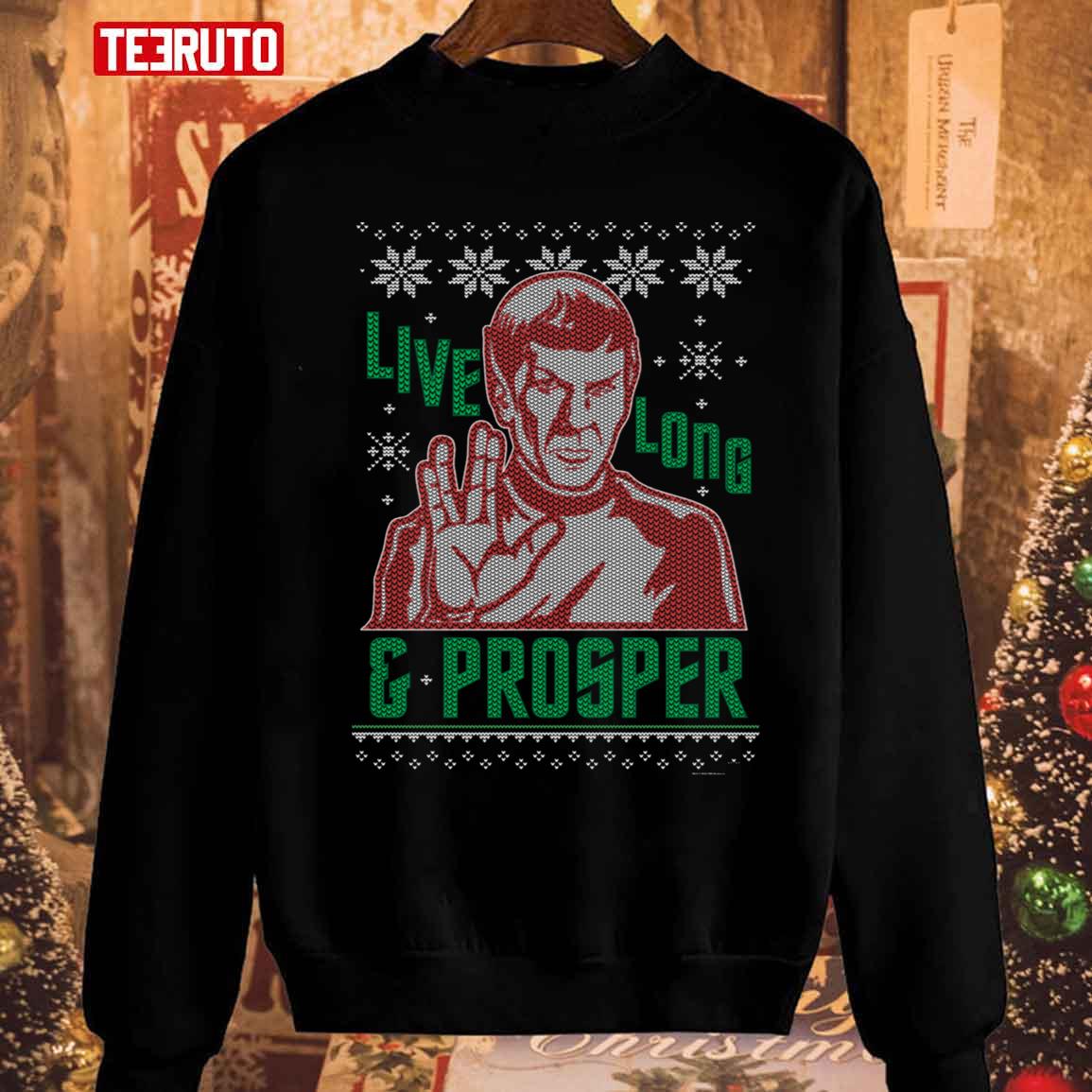 Spock Live Long And Prosper Christmas Star Trek Sweatshirt