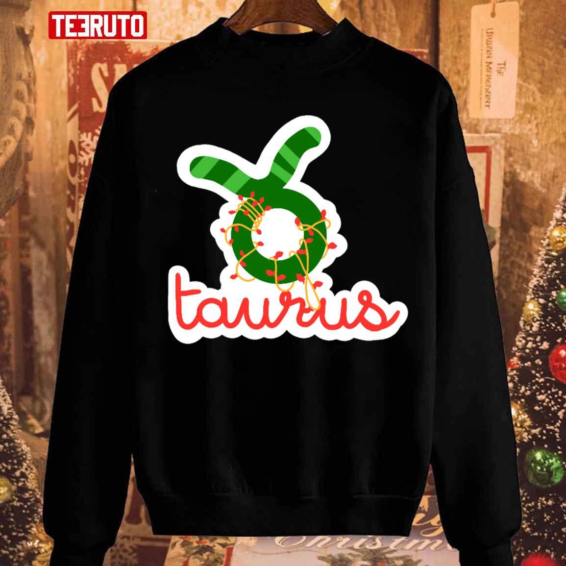 Taurus Astrology Symbol Christmas Lights By Gabyiscool Unisex Sweatshirt
