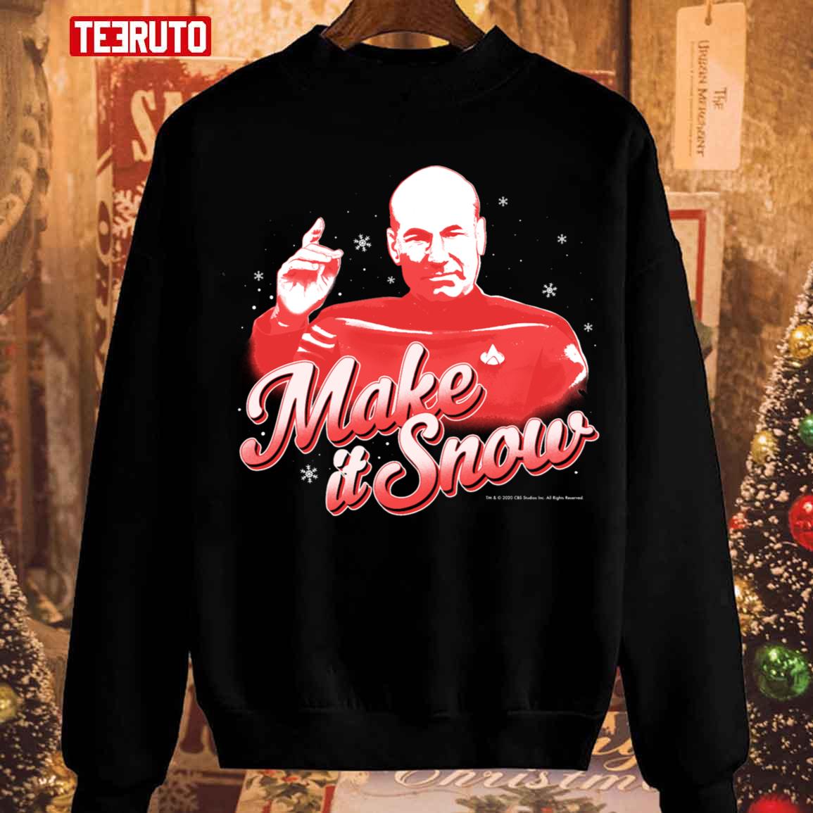 The Next Generation Christmas Picard Make It Snow Star Trek Sweatshirt