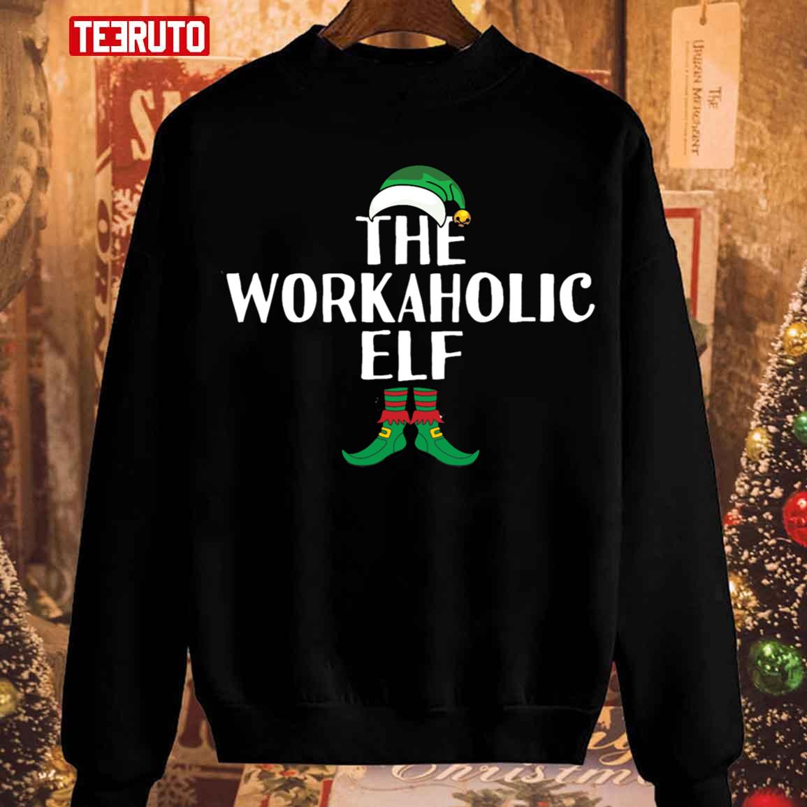 The Workaholic Elf Cute Christmas Elf For Christmas Vintage Sweatshirt