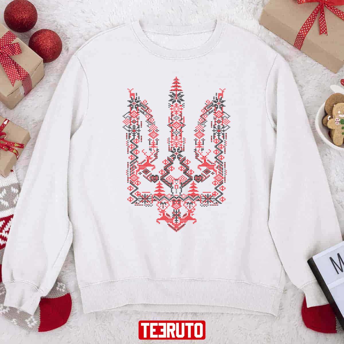 Ukraine Christmas Trident Ukrainian Xmas Tryzub Unisex Sweatshirt