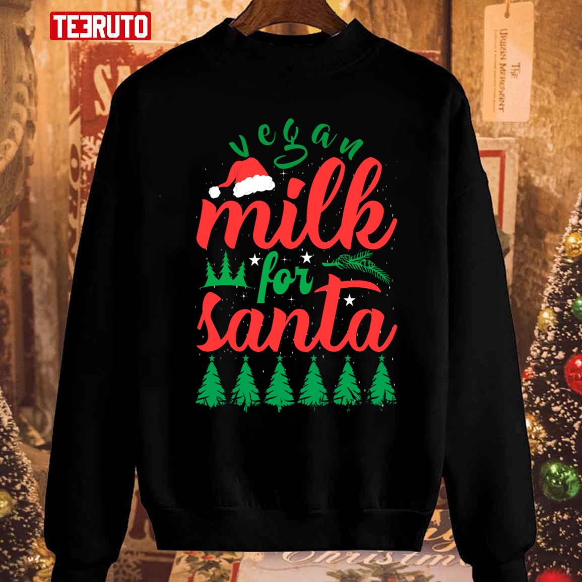 Vegan Milk For Santa Vintage Sweatshirt