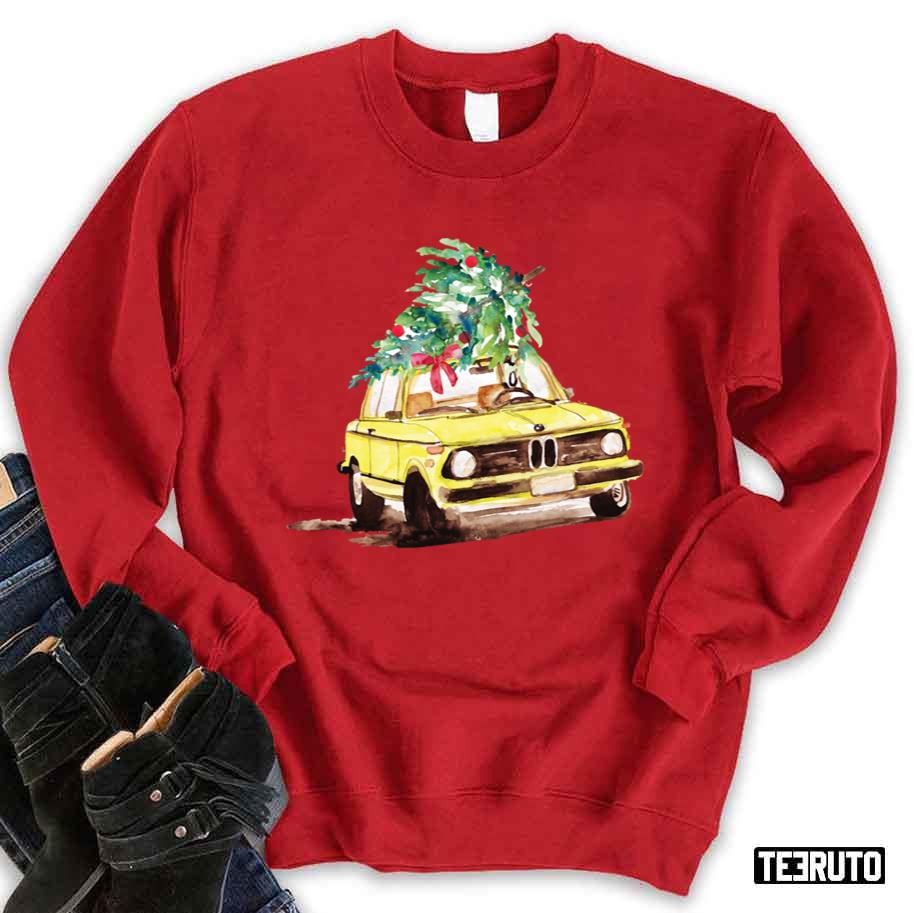 Xmas Tree On Old Car Model 1975 2002 Sweatshirt