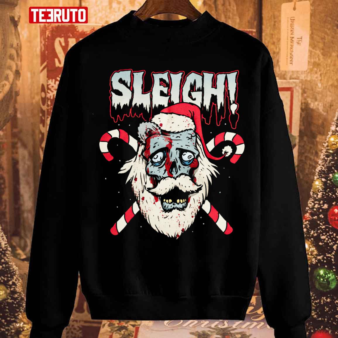 Zombie Santa Sleigh Horror Racerback Unisex Sweatshirt