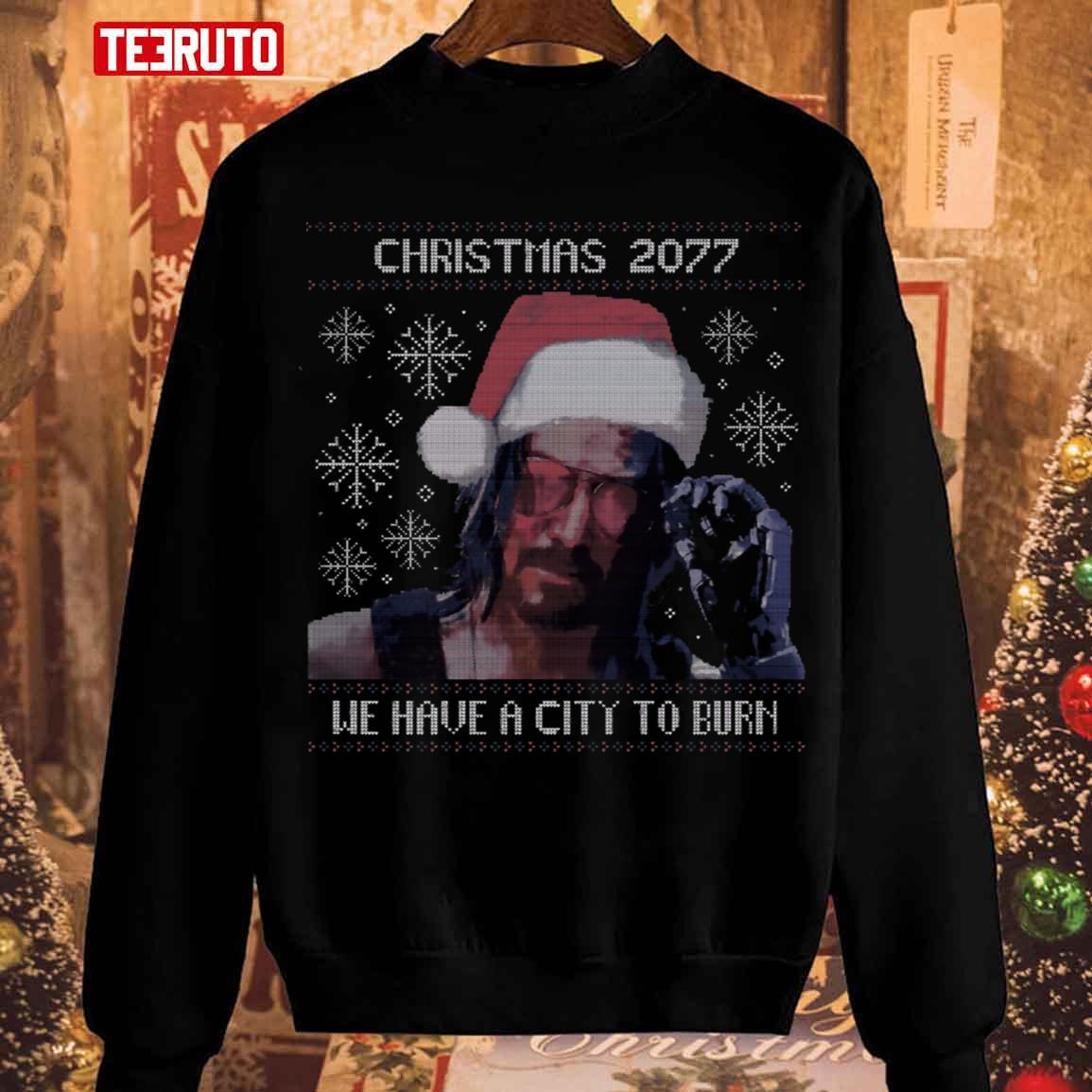 Christmas 2077 Keanu Reeves Unisex Sweatshirt - Teeruto