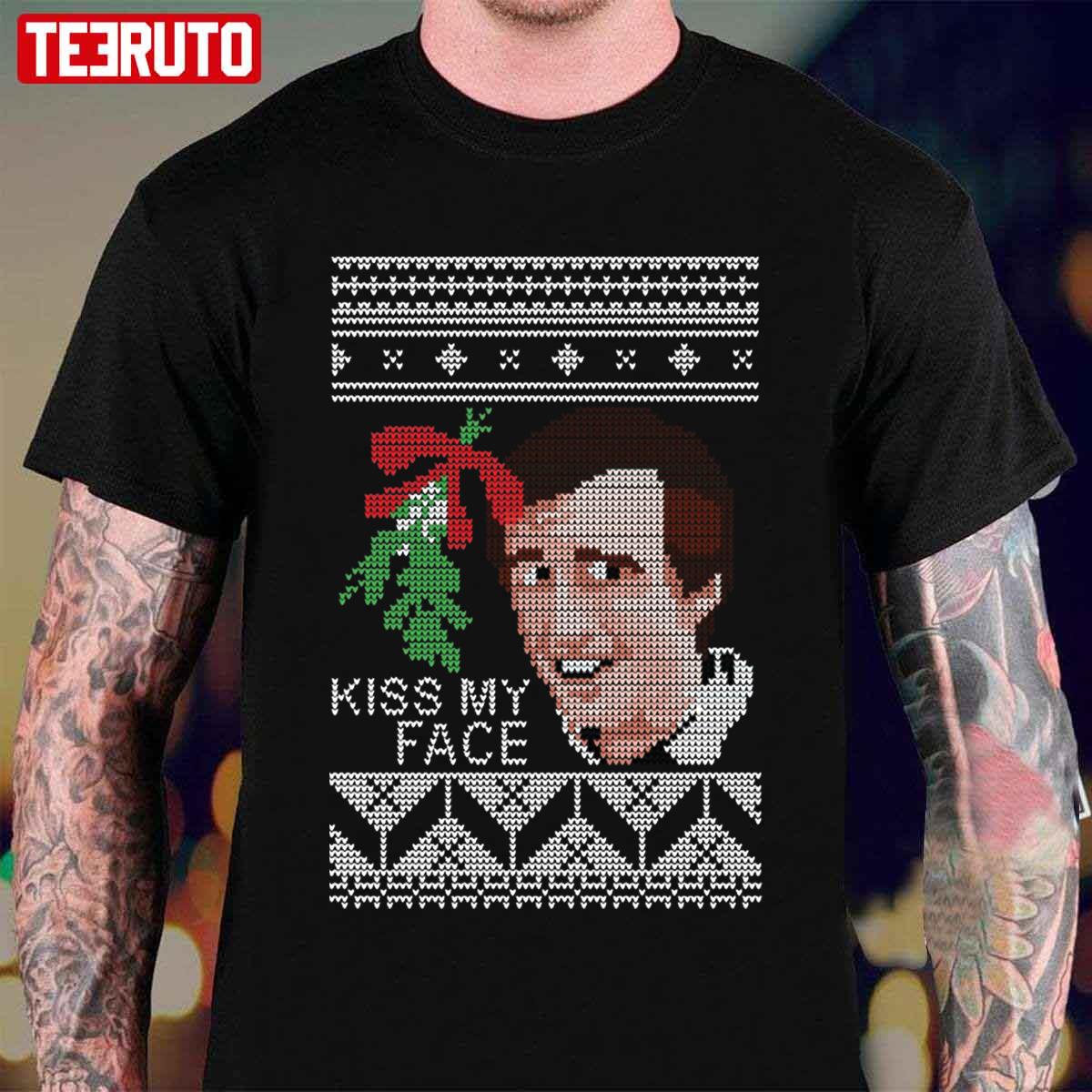 Christmas Alan Partridge Kiss My Face Mistletoe Knit Unisex T-Shirt