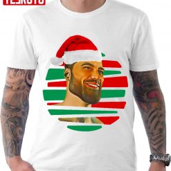 Christmas Gigachad Santa Hat Unisex T-Shirt