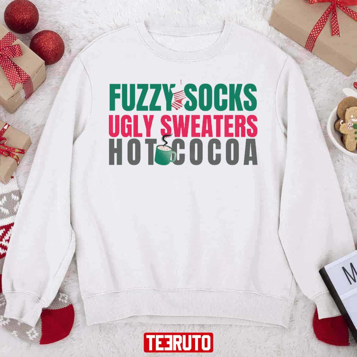 Christmas Themed Fuzzy Socks Hot Cocoa Unisex Sweatshirt
