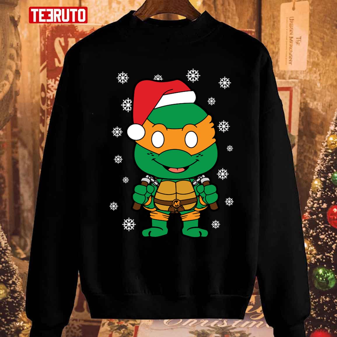 Michaelangelo Christmas Ninja Turtle Unisex Sweatshirt