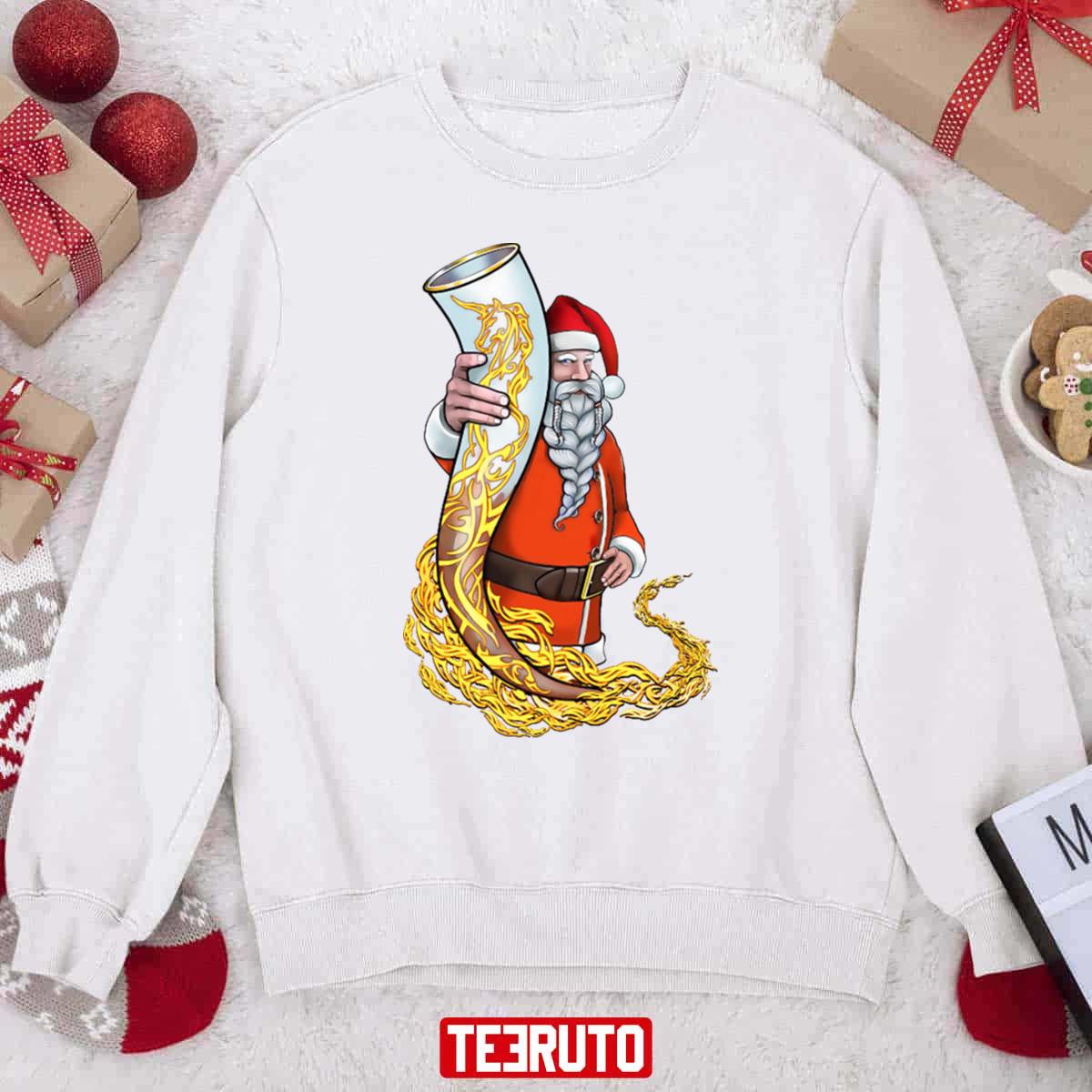 Nordic Viking Santa With His Favorite Horn Unisex Sweatshirt