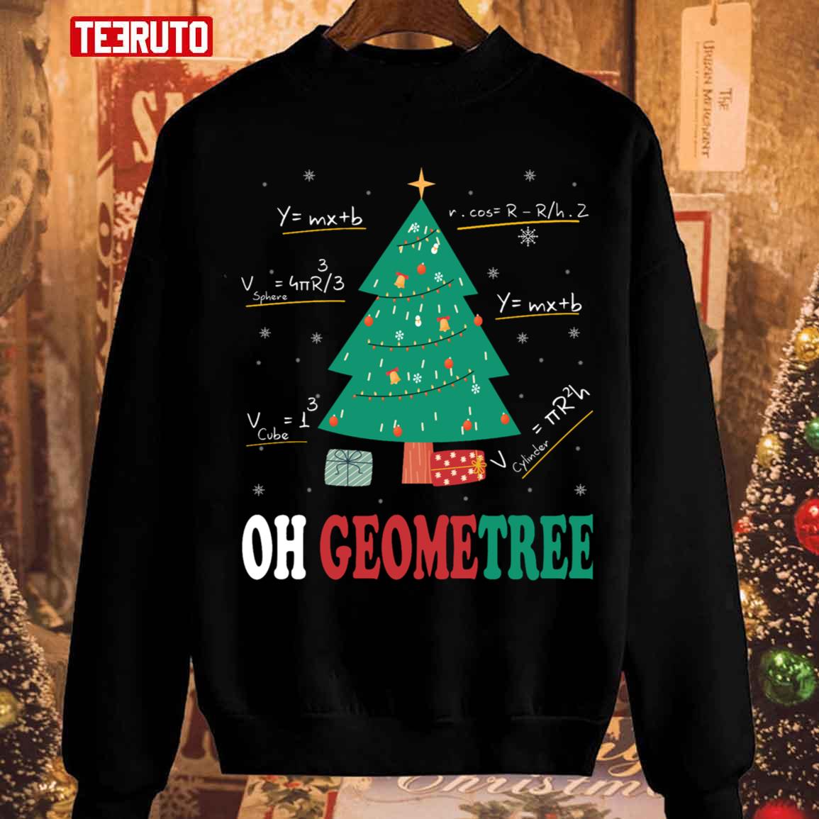 Teacher Math Christmas Geometree Unisex Sweatshirt