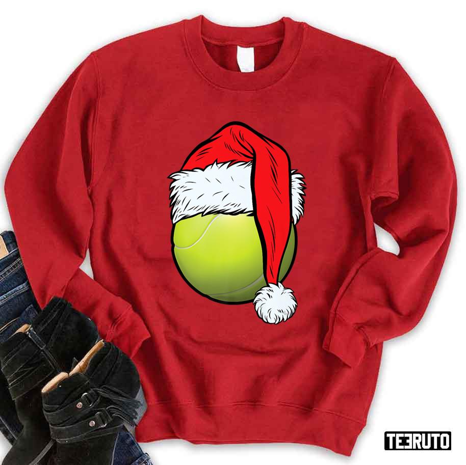 Tennis Ball Santa Hat Funny Sport Xmas Christmas Unisex Sweatshirt