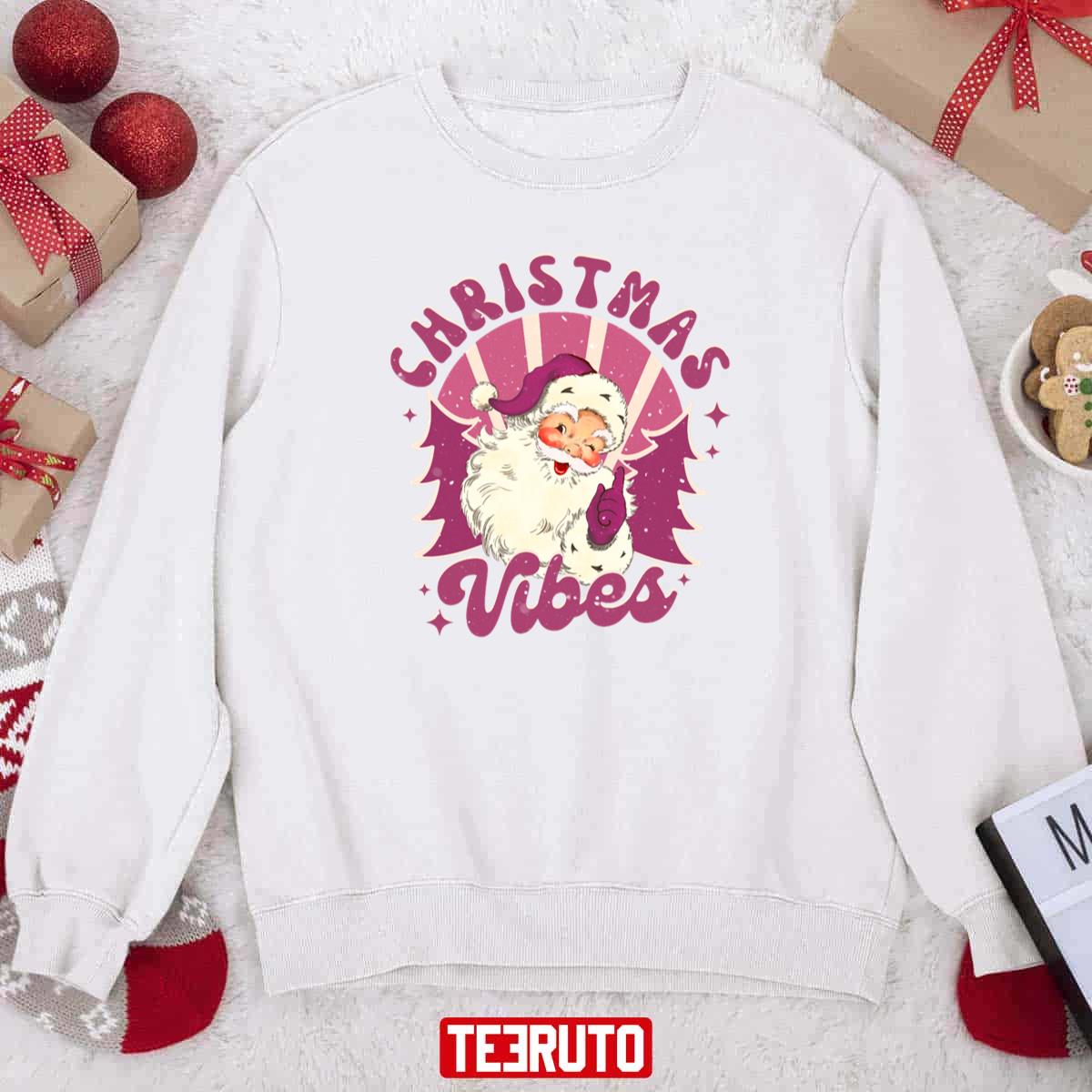 Vibes Retro Pink Santa Claus Vintage Christmas Unisex Sweatshirt