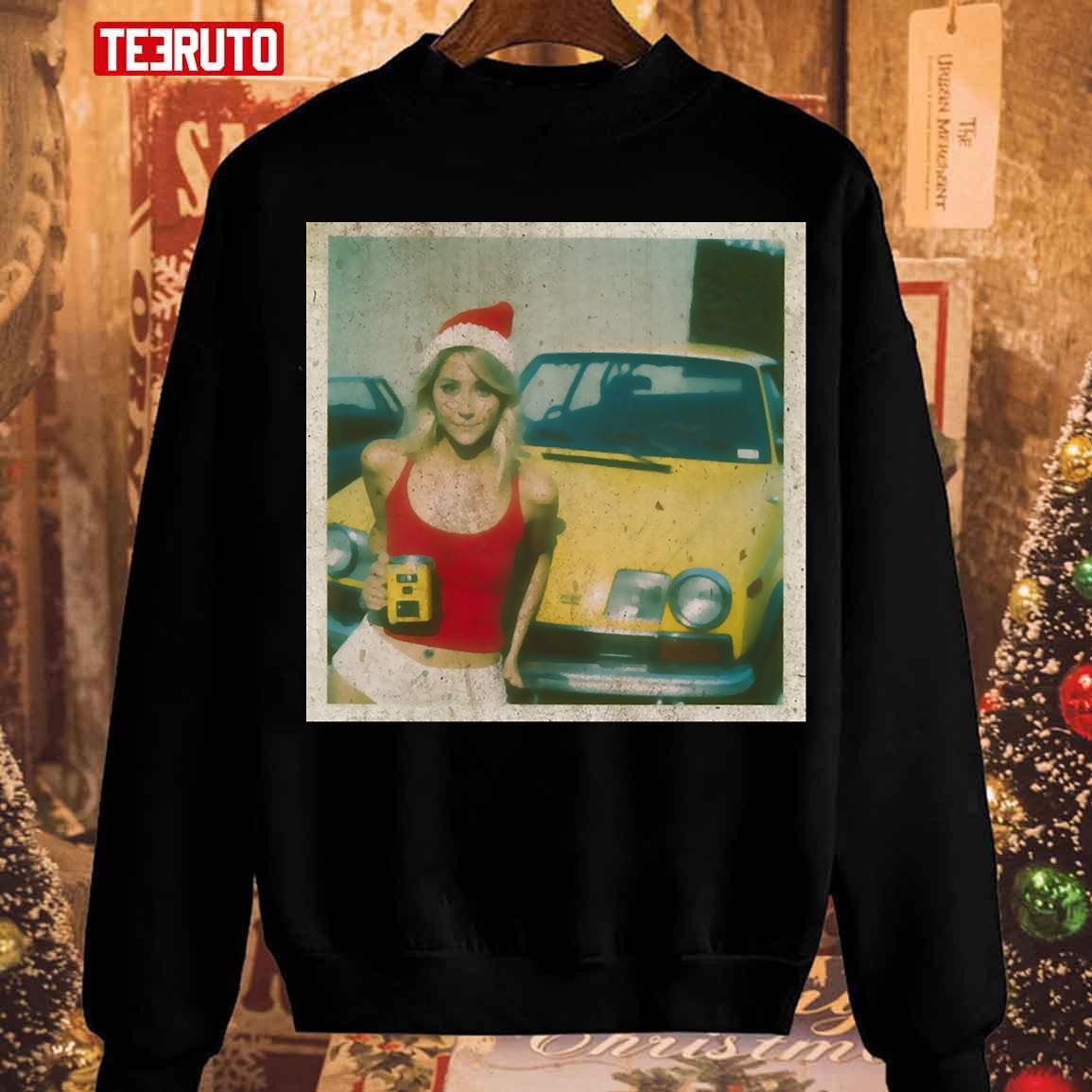 Xmas Girl With Car Unisex Sweatshirt