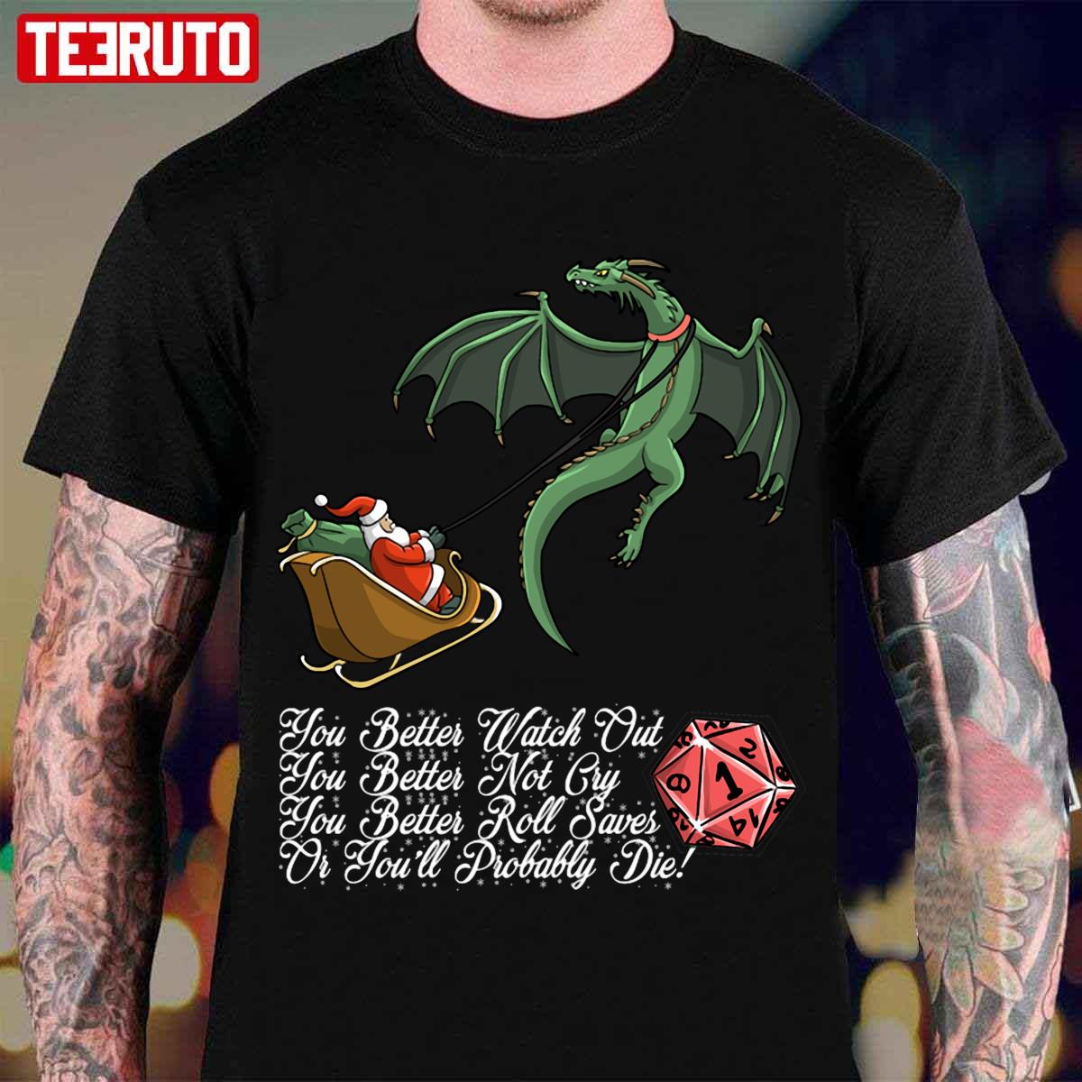 Christmas Jingle Santa Funny Dungeons And Dragons Dnd Unisex T-Shirt